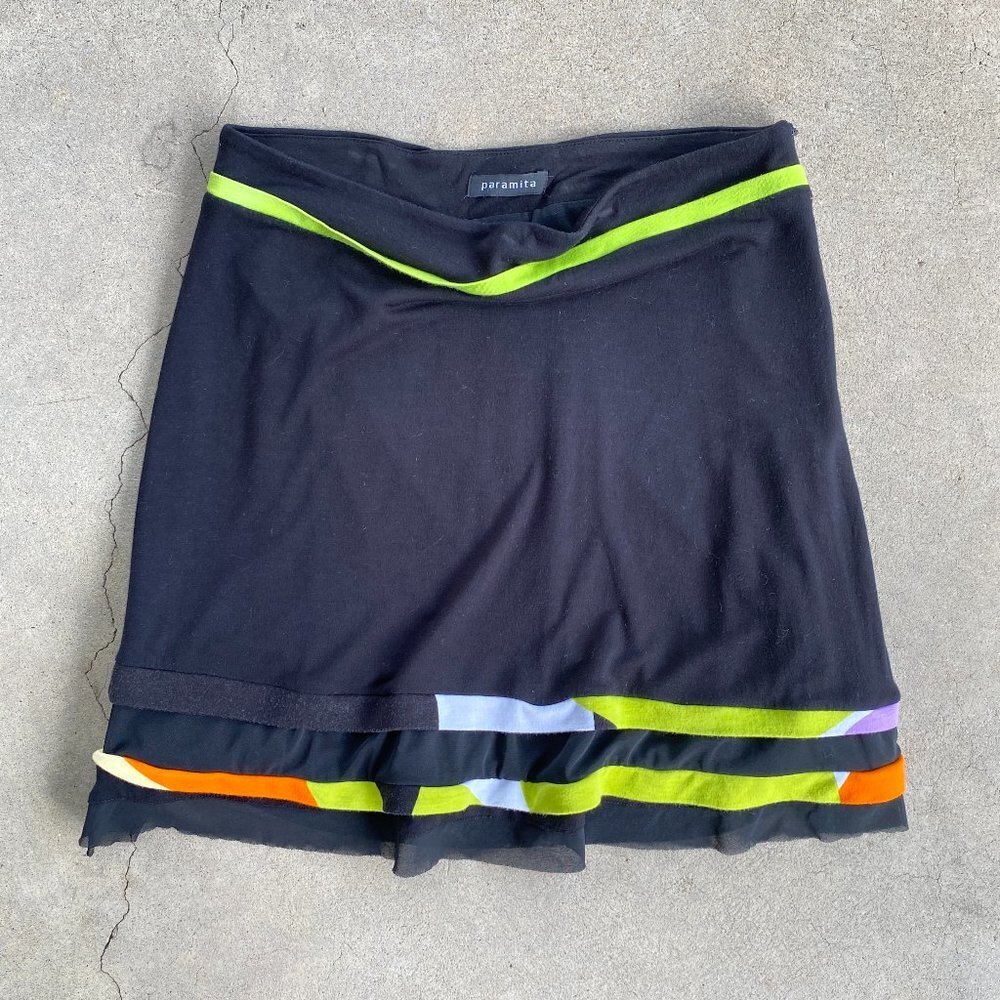 Paramita Skirt with Neon Waist and Trim Detailing